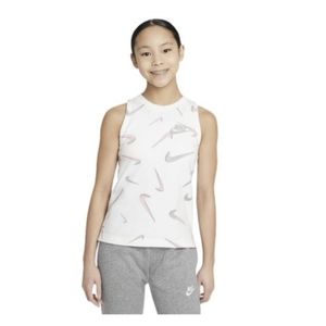 Nike Youth Girls Sportswear French Terry Print Tank Top White/Light Smoke Grey
